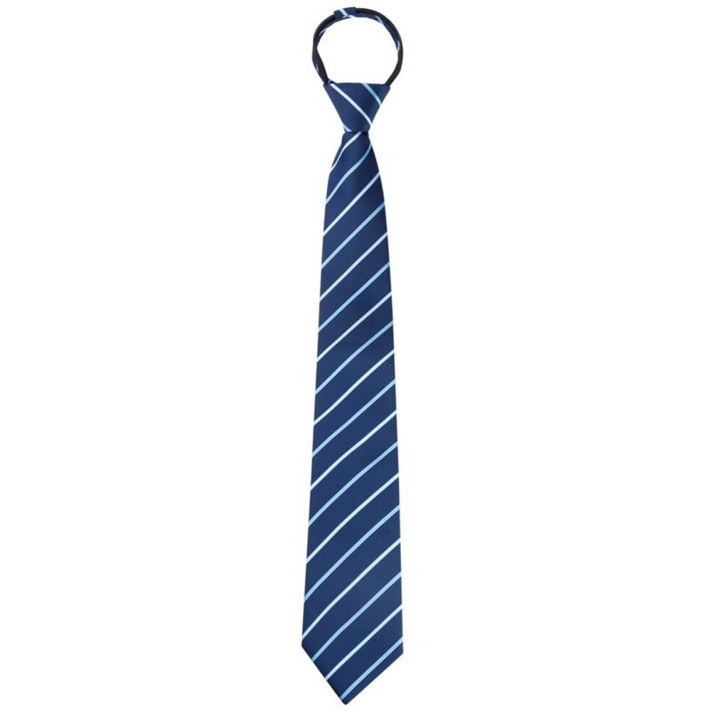 Zipper Tie Pre-Tied Patterned Necktie Adjustable Neck Ties Navy Blue -3
